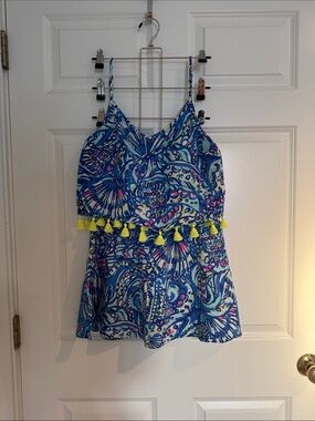 Lilly Pulitzer Blue Patterned Girls Tassel Skort